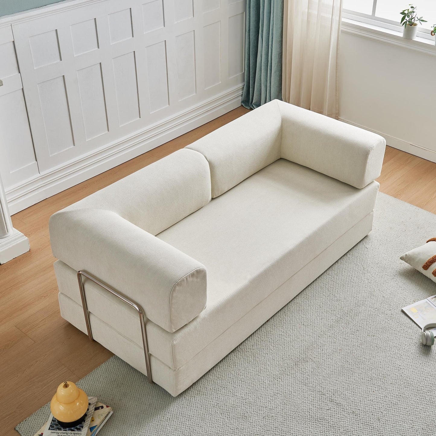 Modern Multi-Functional 3-Seater Corduroy Sofa Bed with Versatile Layouts,Ergonomic Design
