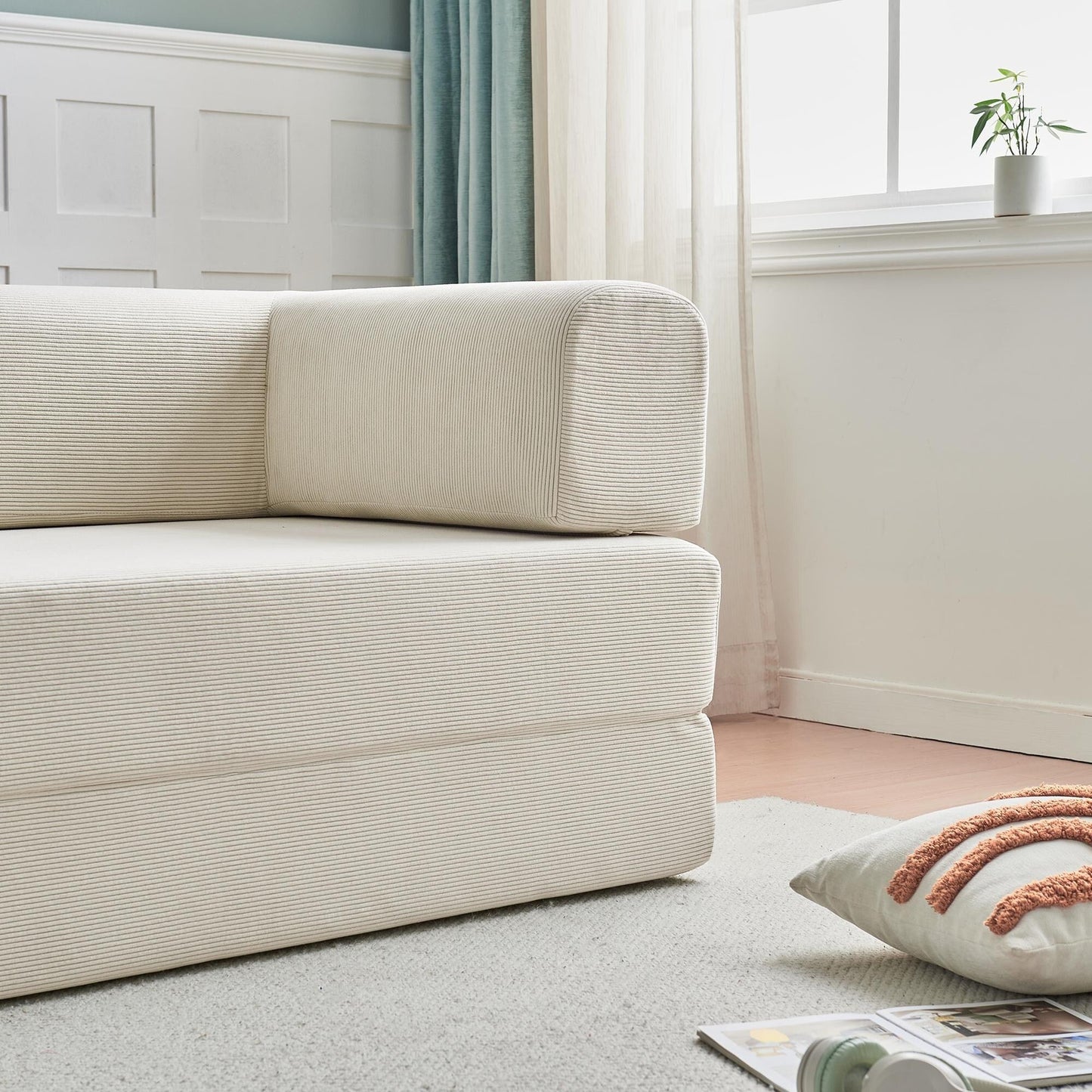Modern Multi-Functional 3-Seater Corduroy Sofa Bed with Versatile Layouts,Ergonomic Design