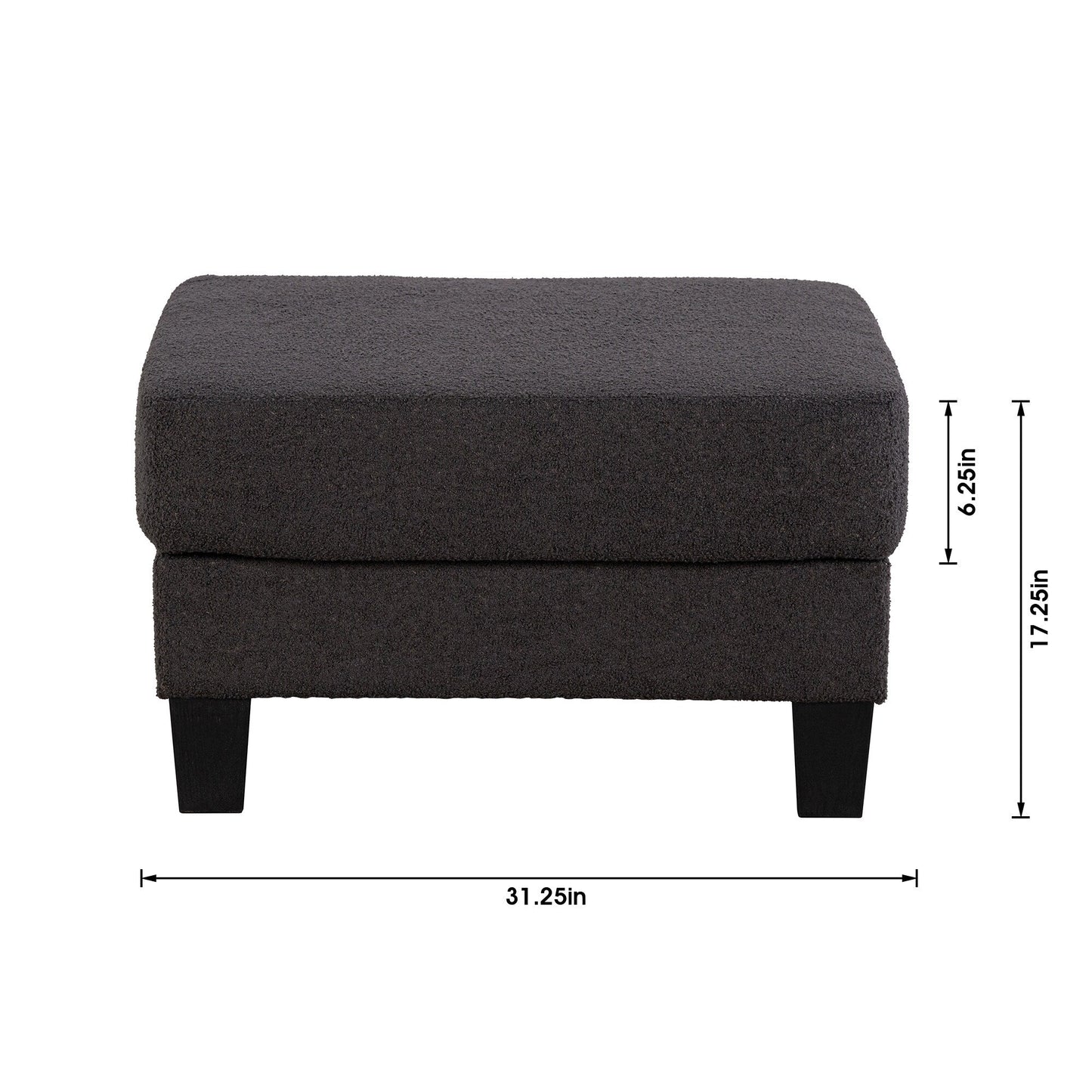 Modern Black Fabric Ottoman with Storage Function