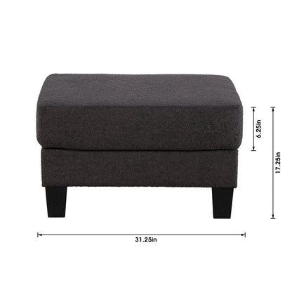 Modern Black Fabric Ottoman with Storage Function