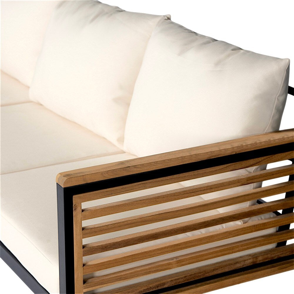 Modern Outdoor 3-piece Acacia Wood and Metal Sofa Set for Patio