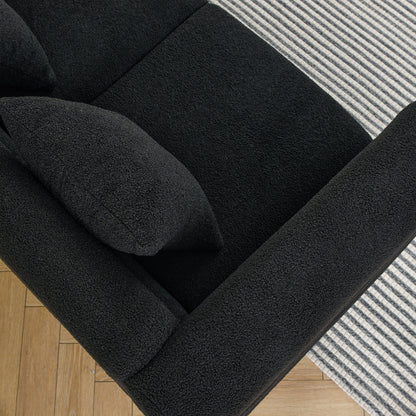 Modern Oversized 3-Seater Sectional Sofa with 3 Pillows and Gold Metal Legs for Living Room Bedroom