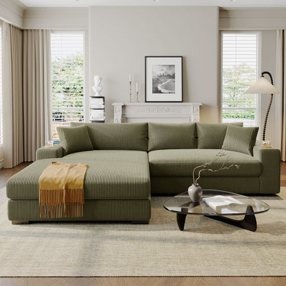 Modern Oversized 3-Seater Sectional Sofa with Cup Holders and USB Charging Ports, Thick Cushions for Living Room