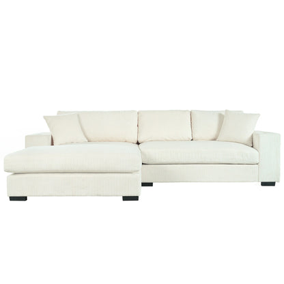 Modern Oversized 3-Seater Sectional Sofa with Cup Holders and USB Charging Ports, Thick Cushions for Living Room