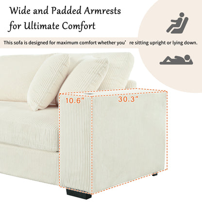Modern Oversized 3-Seater Sectional Sofa with Cup Holders and USB Charging Ports, Thick Cushions for Living Room