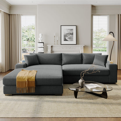 Modern Oversized 3-Seater Sectional Sofa with Cup Holders and USB Charging Ports, Thick Cushions for Living Room