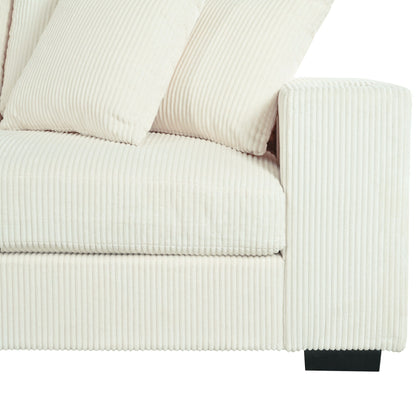Modern Oversized 3-Seater Sectional Sofa with Cup Holders and USB Charging Ports, Thick Cushions for Living Room