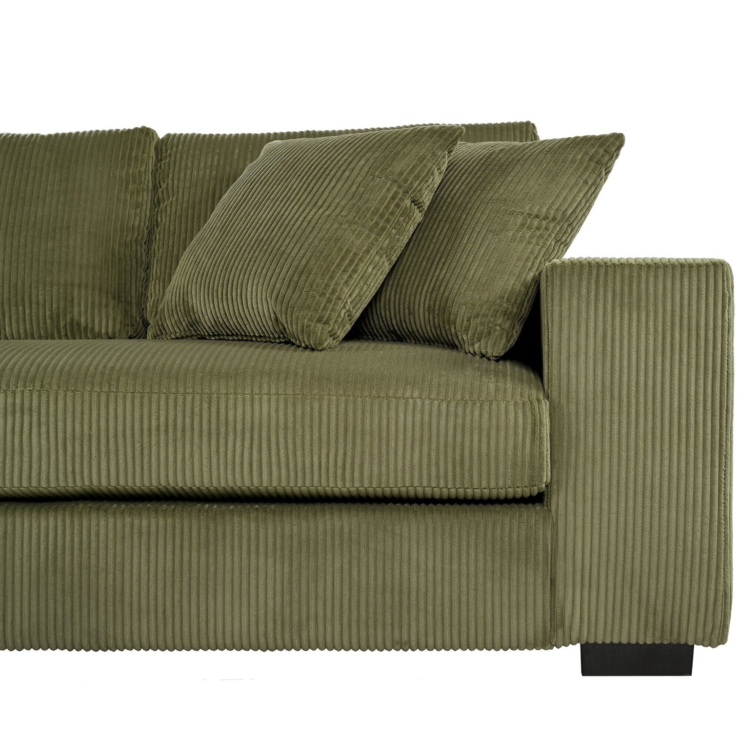 Modern Oversized 3-Seater Sectional Sofa with Cup Holders and USB Charging Ports, Thick Cushions for Living Room