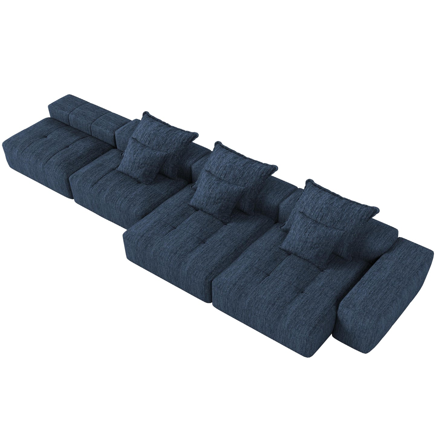 Modern Oversized Chenille Modular Sectional Sofa Tufted Sofa with 6 Pillows and Ottoman for Living Room