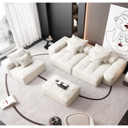 Modern Oversized Chenille Modular Sectional Sofa Tufted Sofa with 6 Pillows and Ottoman for Living Room