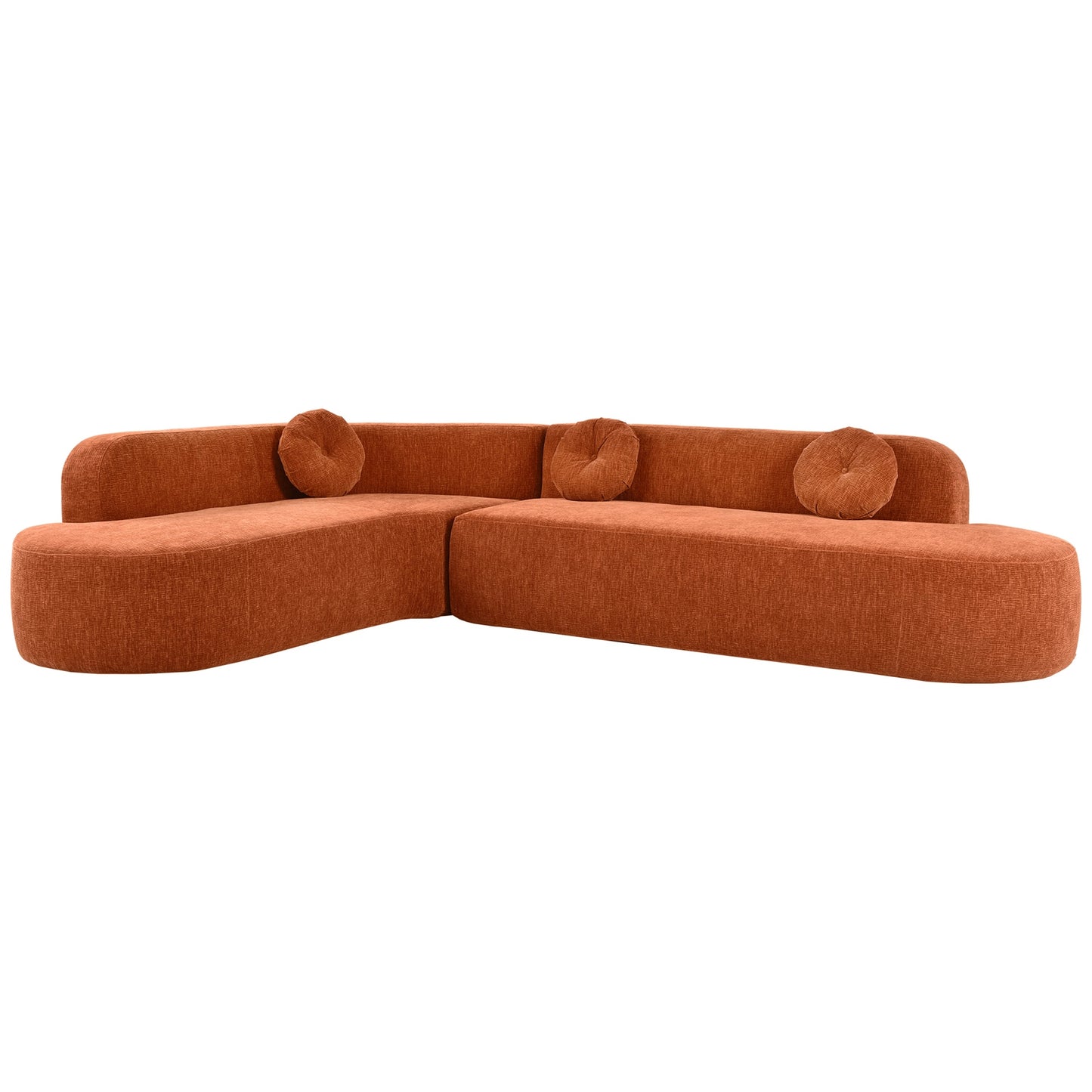 Modern Oversized Curved 4-Seater Sectional Sofa with 3 Round Pillows for Living Room