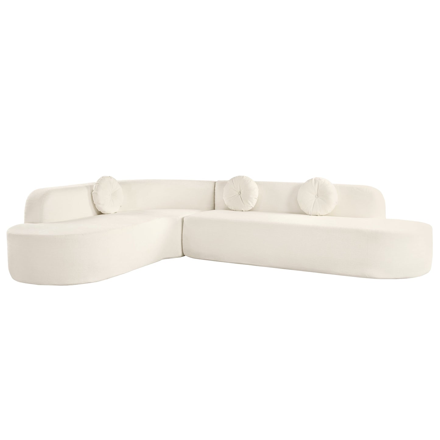 Modern Oversized Curved 4-Seater Sectional Sofa with 3 Round Pillows for Living Room