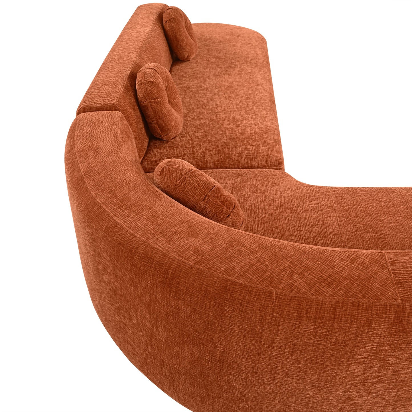 Modern Oversized Curved 4-Seater Sectional Sofa with 3 Round Pillows for Living Room