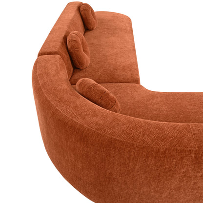 Modern Oversized Curved 4-Seater Sectional Sofa with 3 Round Pillows for Living Room