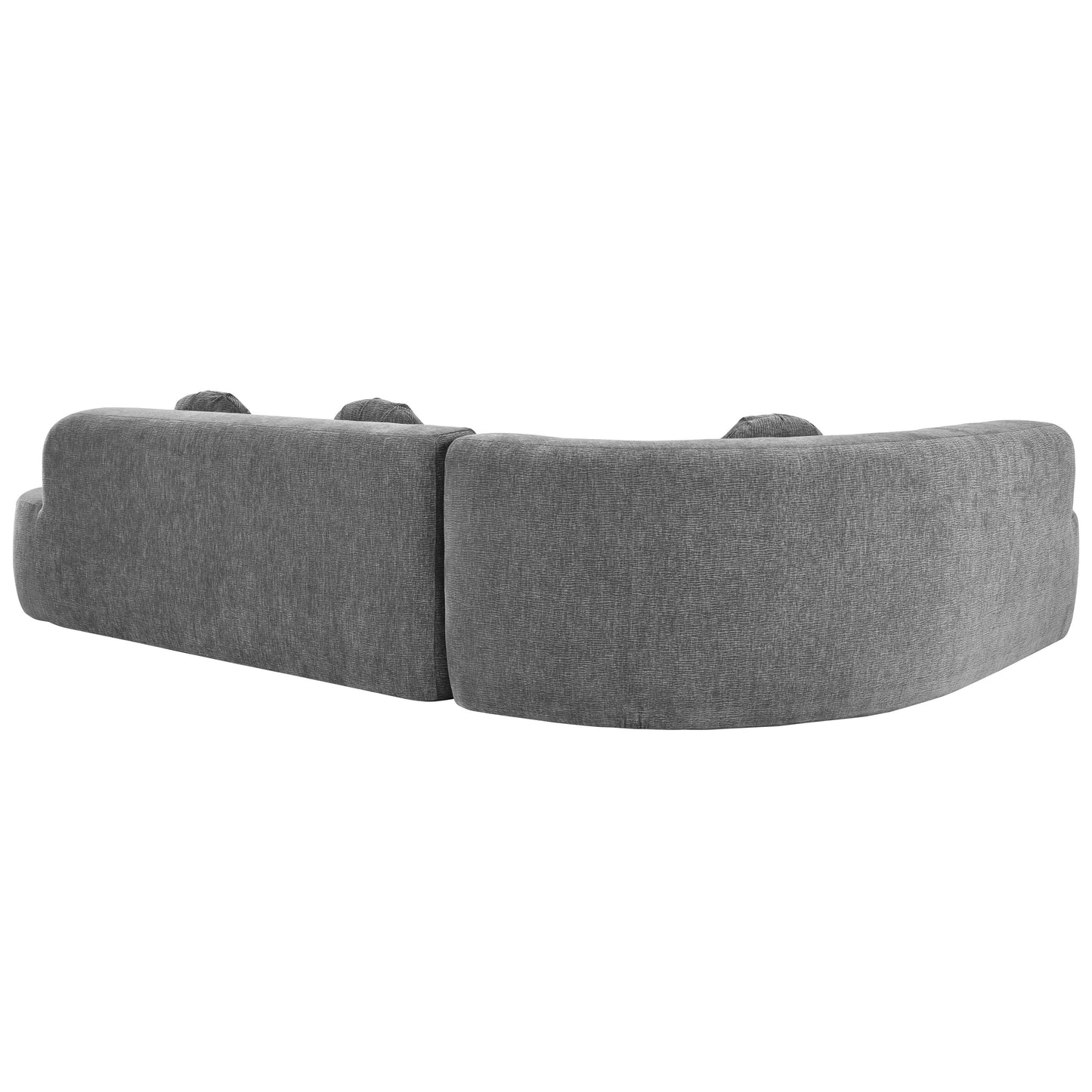 Modern Oversized Curved 4-Seater Sectional Sofa with 3 Round Pillows for Living Room