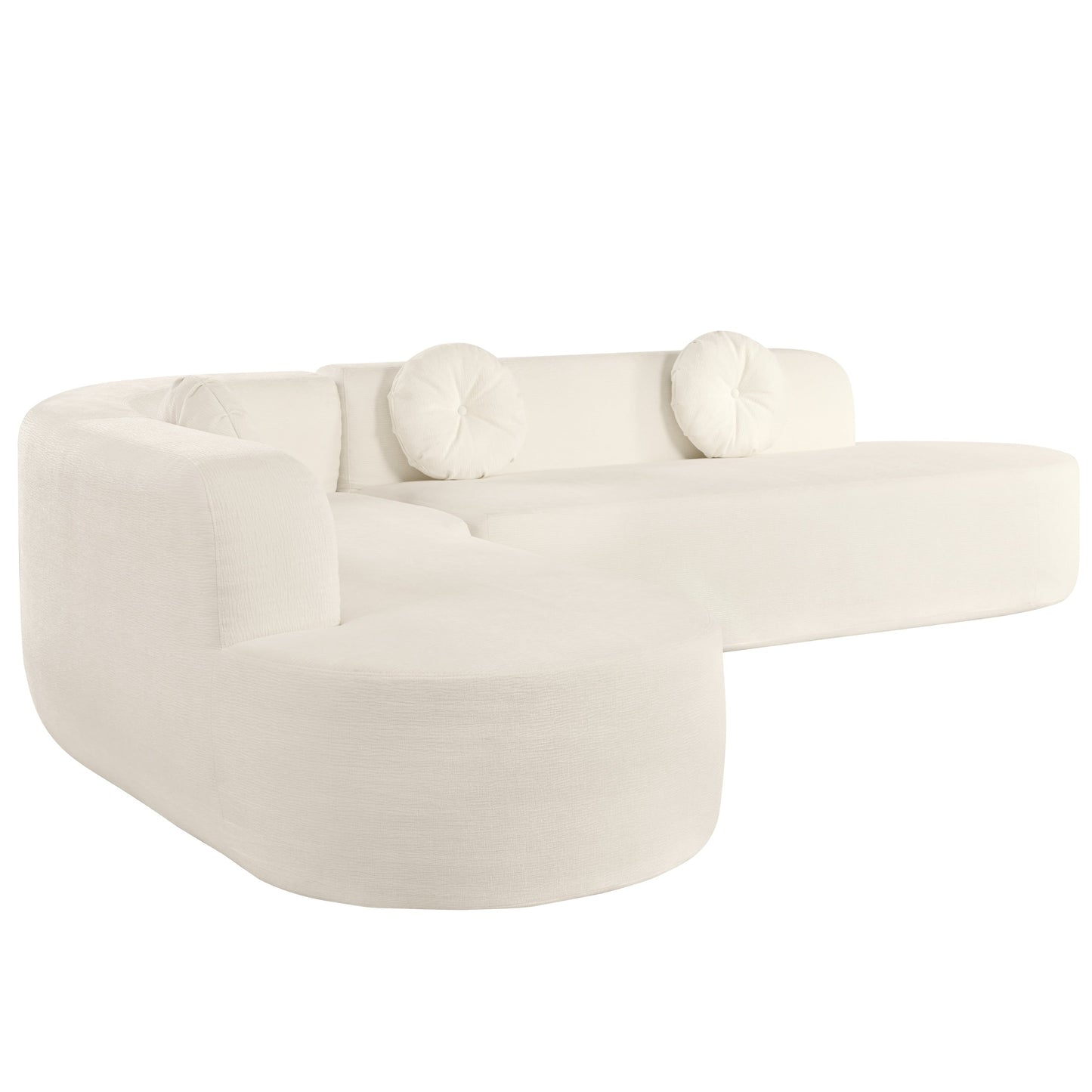 Modern Oversized Curved 4-Seater Sectional Sofa with 3 Round Pillows for Living Room