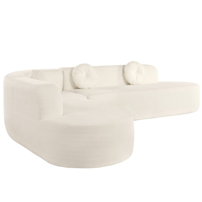 Modern Oversized Curved 4-Seater Sectional Sofa with 3 Round Pillows for Living Room