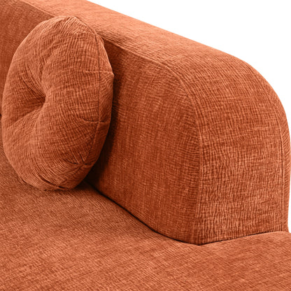 Modern Oversized Curved 4-Seater Sectional Sofa with 3 Round Pillows for Living Room