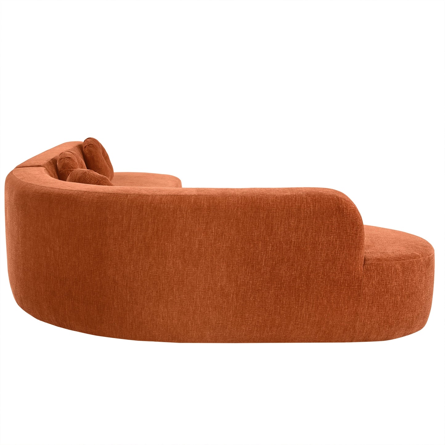 Modern Oversized Curved 4-Seater Sectional Sofa with 3 Round Pillows for Living Room