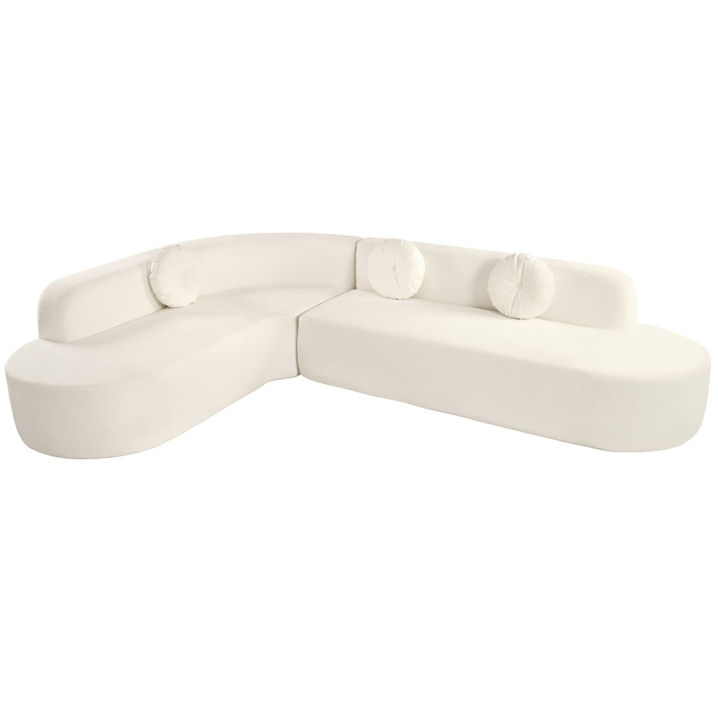Modern Oversized Curved 4-Seater Sectional Sofa with 3 Round Pillows for Living Room
