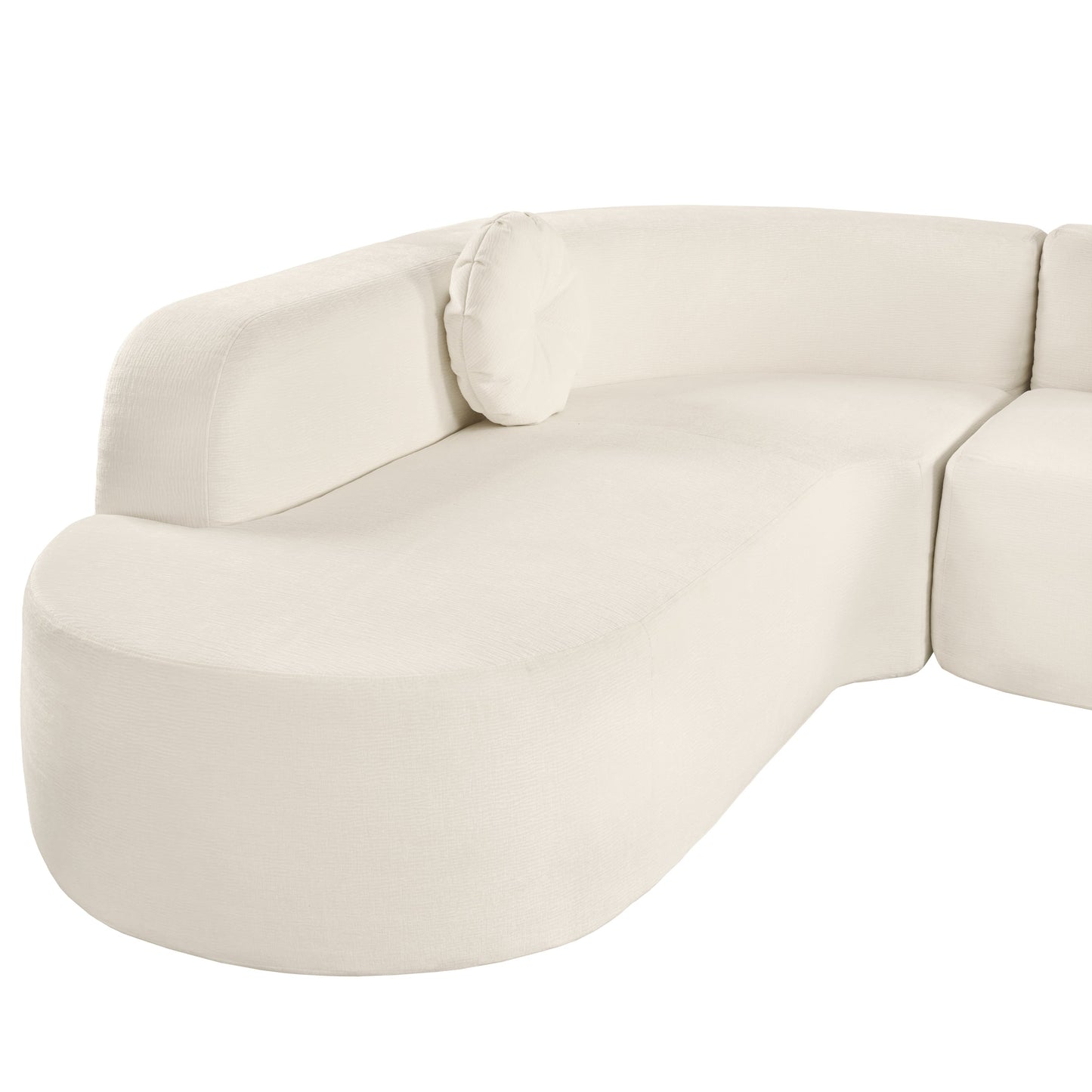 Modern Oversized Curved 4-Seater Sectional Sofa with 3 Round Pillows for Living Room