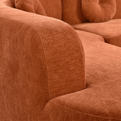 Modern Oversized Curved 4-Seater Sectional Sofa with 3 Round Pillows for Living Room