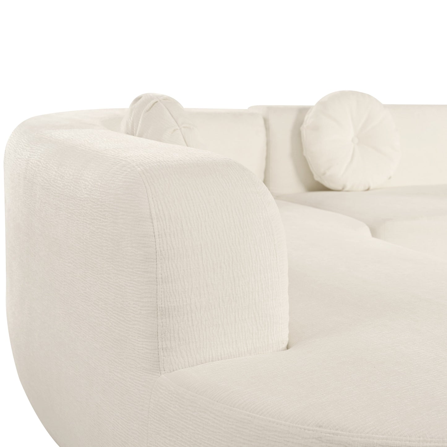 Modern Oversized Curved 4-Seater Sectional Sofa with 3 Round Pillows for Living Room