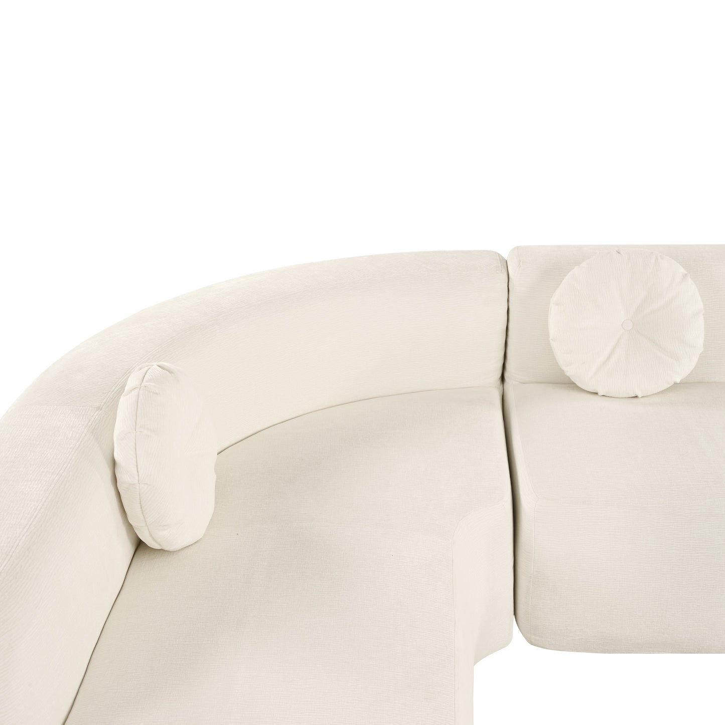 Modern Oversized Curved 4-Seater Sectional Sofa with 3 Round Pillows for Living Room