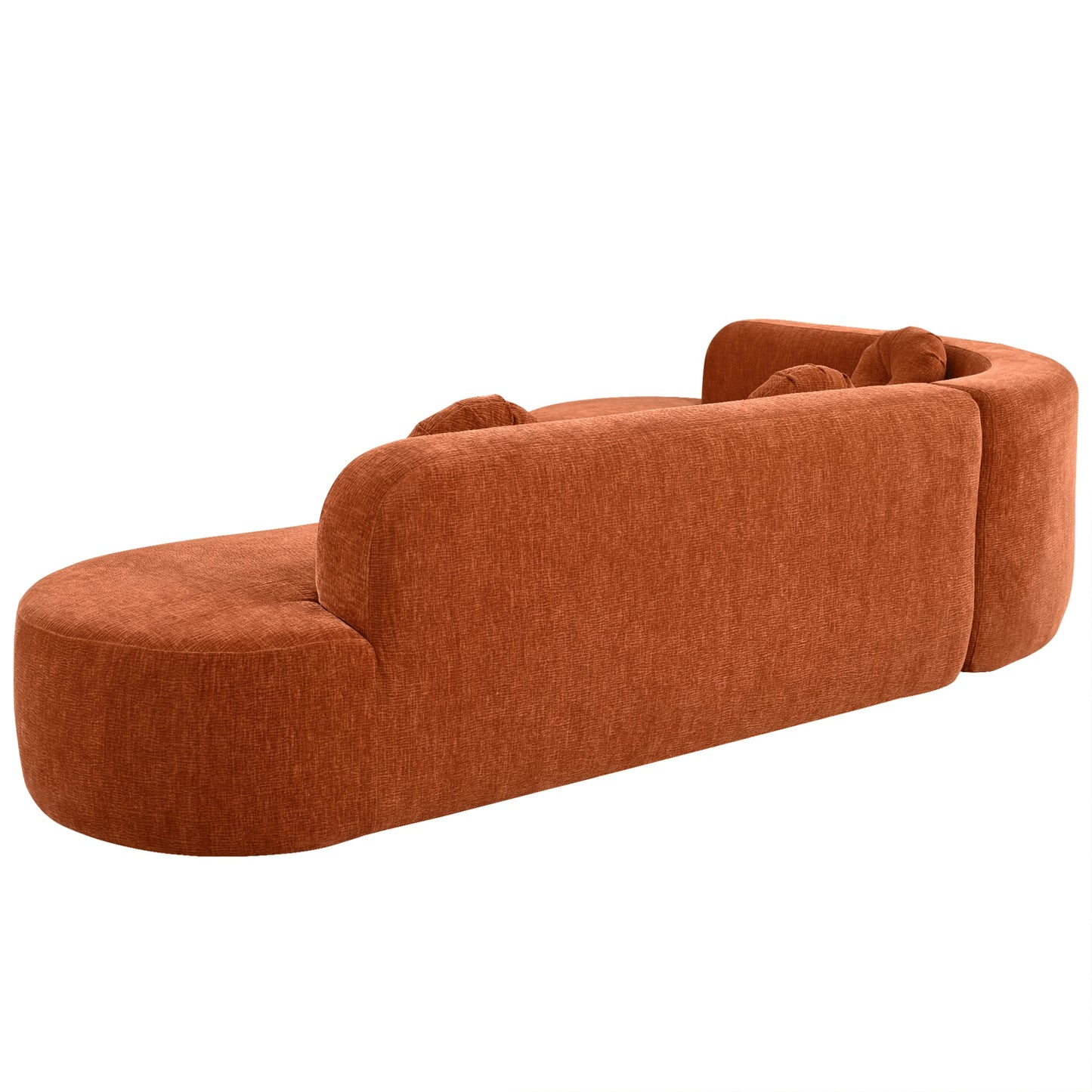 Modern Oversized Curved 4-Seater Sectional Sofa with 3 Round Pillows for Living Room