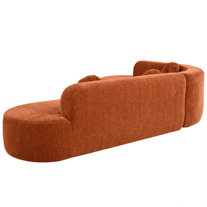 Modern Oversized Curved 4-Seater Sectional Sofa with 3 Round Pillows for Living Room