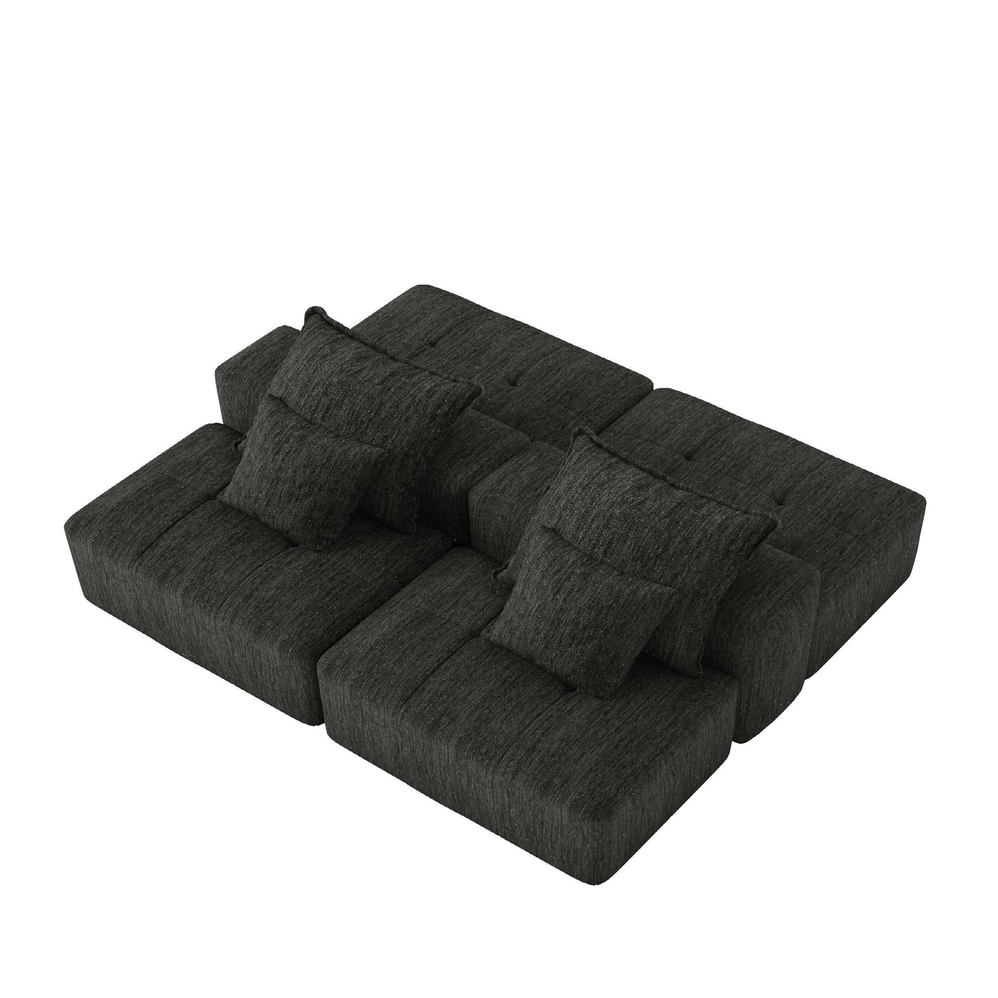 Modern Oversized Modular Chenille Sectional Sofa with 2 Ottomans and 2 Seat, 4 Pillows for Living Room