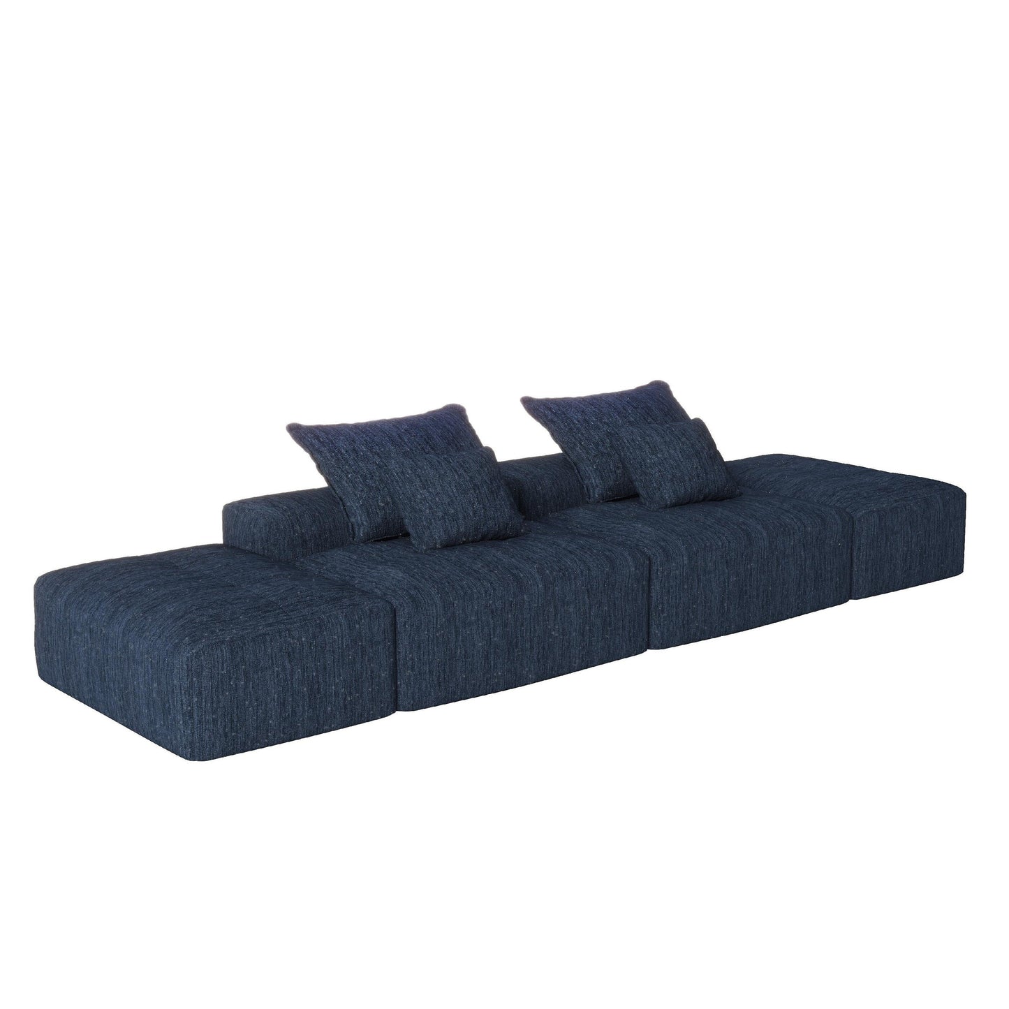 Modern Oversized Modular Chenille Sectional Sofa with 2 Ottomans and 2 Seat, 4 Pillows for Living Room
