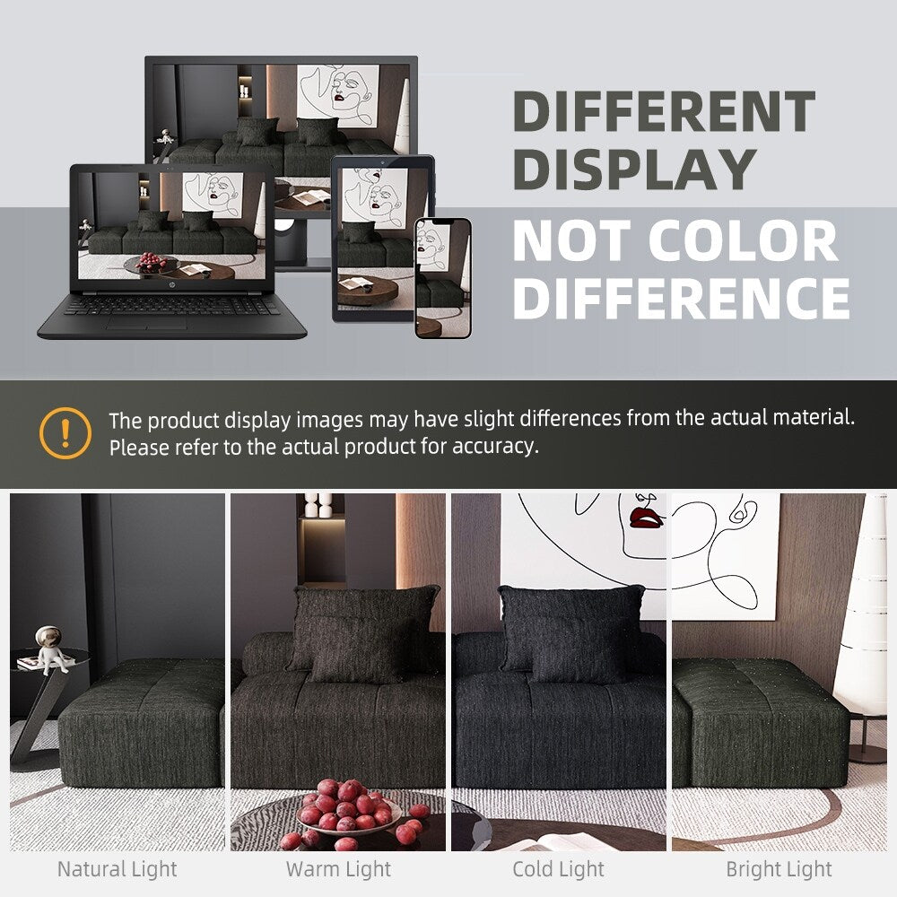 Modern Oversized Modular Chenille Sectional Sofa with 2 Ottomans and 2 Seat, 4 Pillows for Living Room