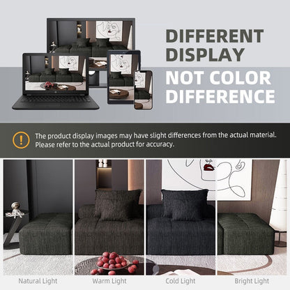 Modern Oversized Modular Chenille Sectional Sofa with 2 Ottomans and 2 Seat, 4 Pillows for Living Room