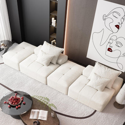 Modern Oversized Modular Chenille Sectional Sofa with 2 Ottomans and 2 Seat, 4 Pillows for Living Room