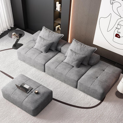 Modern Oversized Modular Chenille Sectional Sofa with 2 Ottomans and 2 Seat, 4 Pillows for Living Room