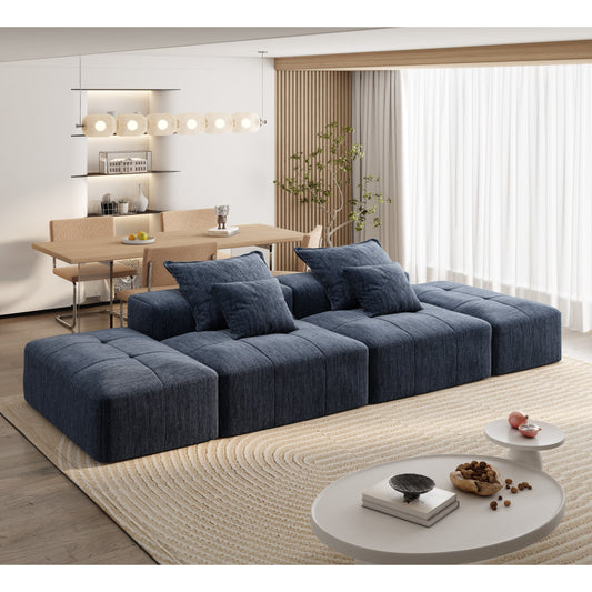 Modern Oversized Modular Chenille Sectional Sofa with 2 Ottomans and 2 Seat, 4 Pillows for Living Room