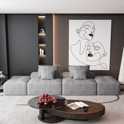 Modern Oversized Modular Chenille Sectional Sofa with 2 Ottomans and 2 Seat, 4 Pillows for Living Room