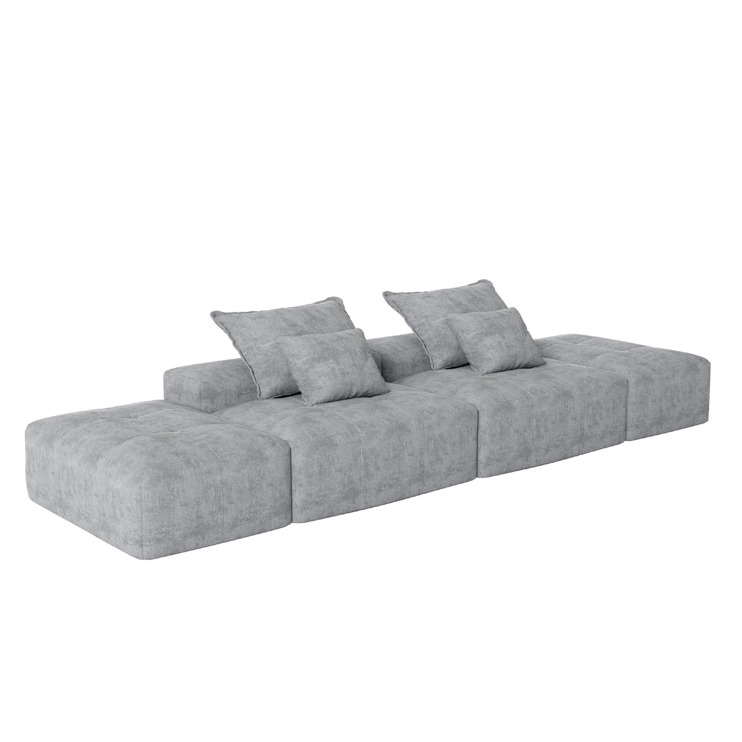 Modern Oversized Modular Chenille Sectional Sofa with 2 Ottomans and 2 Seat, 4 Pillows for Living Room