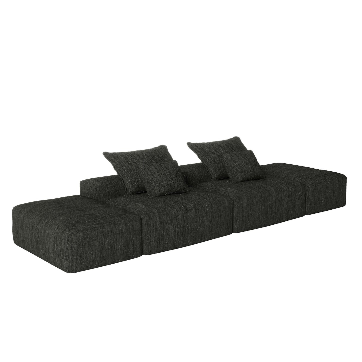 Modern Oversized Modular Chenille Sectional Sofa with 2 Ottomans and 2 Seat, 4 Pillows for Living Room