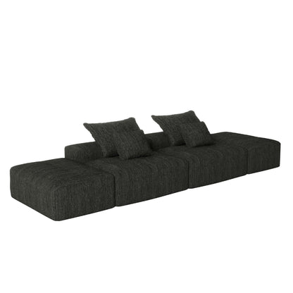 Modern Oversized Modular Chenille Sectional Sofa with 2 Ottomans and 2 Seat, 4 Pillows for Living Room