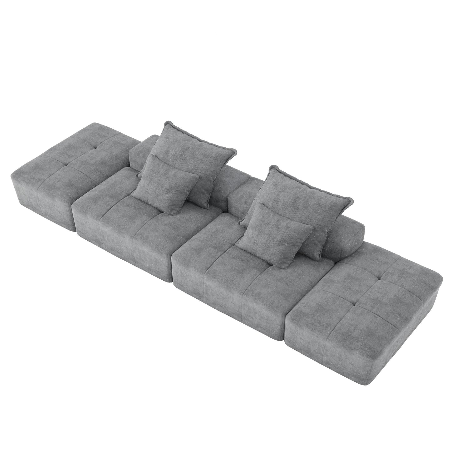 Modern Oversized Modular Chenille Sectional Sofa with 2 Ottomans and 2 Seat, 4 Pillows for Living Room