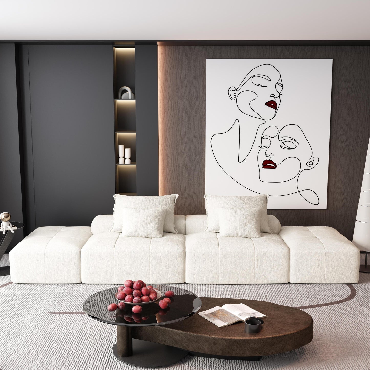 Modern Oversized Modular Chenille Sectional Sofa with 2 Ottomans and 2 Seat, 4 Pillows for Living Room