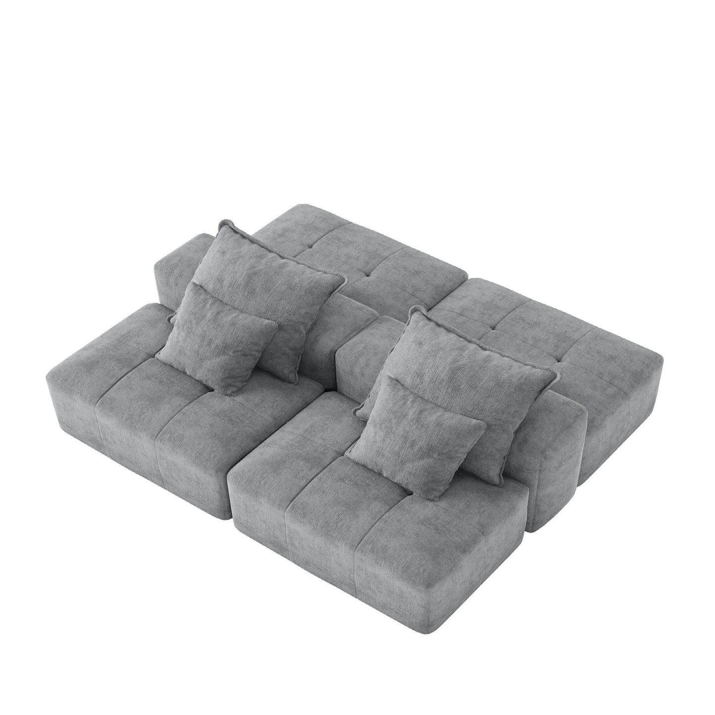 Modern Oversized Modular Chenille Sectional Sofa with 2 Ottomans and 2 Seat, 4 Pillows for Living Room