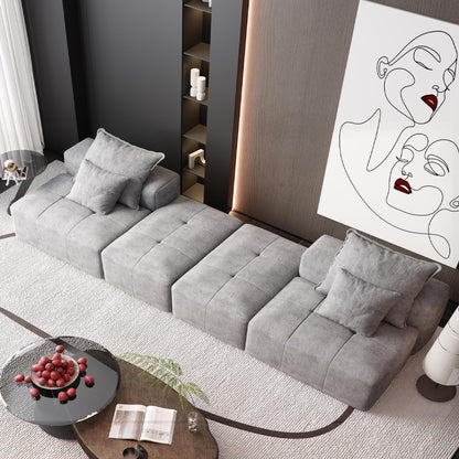 Modern Oversized Modular Chenille Sectional Sofa with 2 Ottomans and 2 Seat, 4 Pillows for Living Room