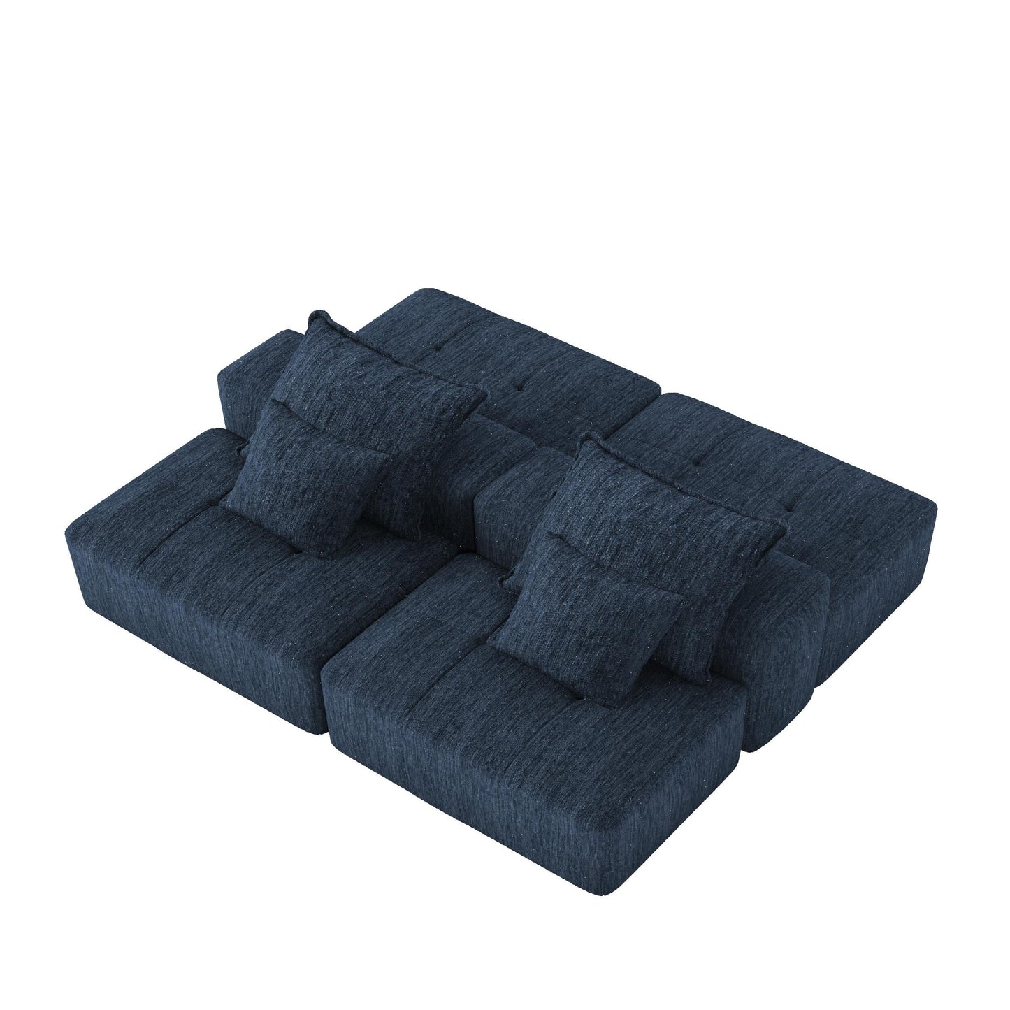 Modern Oversized Modular Chenille Sectional Sofa with 2 Ottomans and 2 Seat, 4 Pillows for Living Room