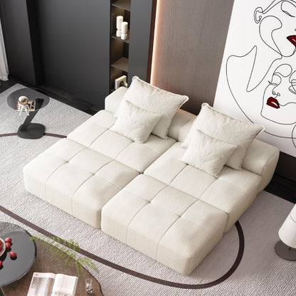 Modern Oversized Modular Chenille Sectional Sofa with 2 Ottomans and 2 Seat, 4 Pillows for Living Room