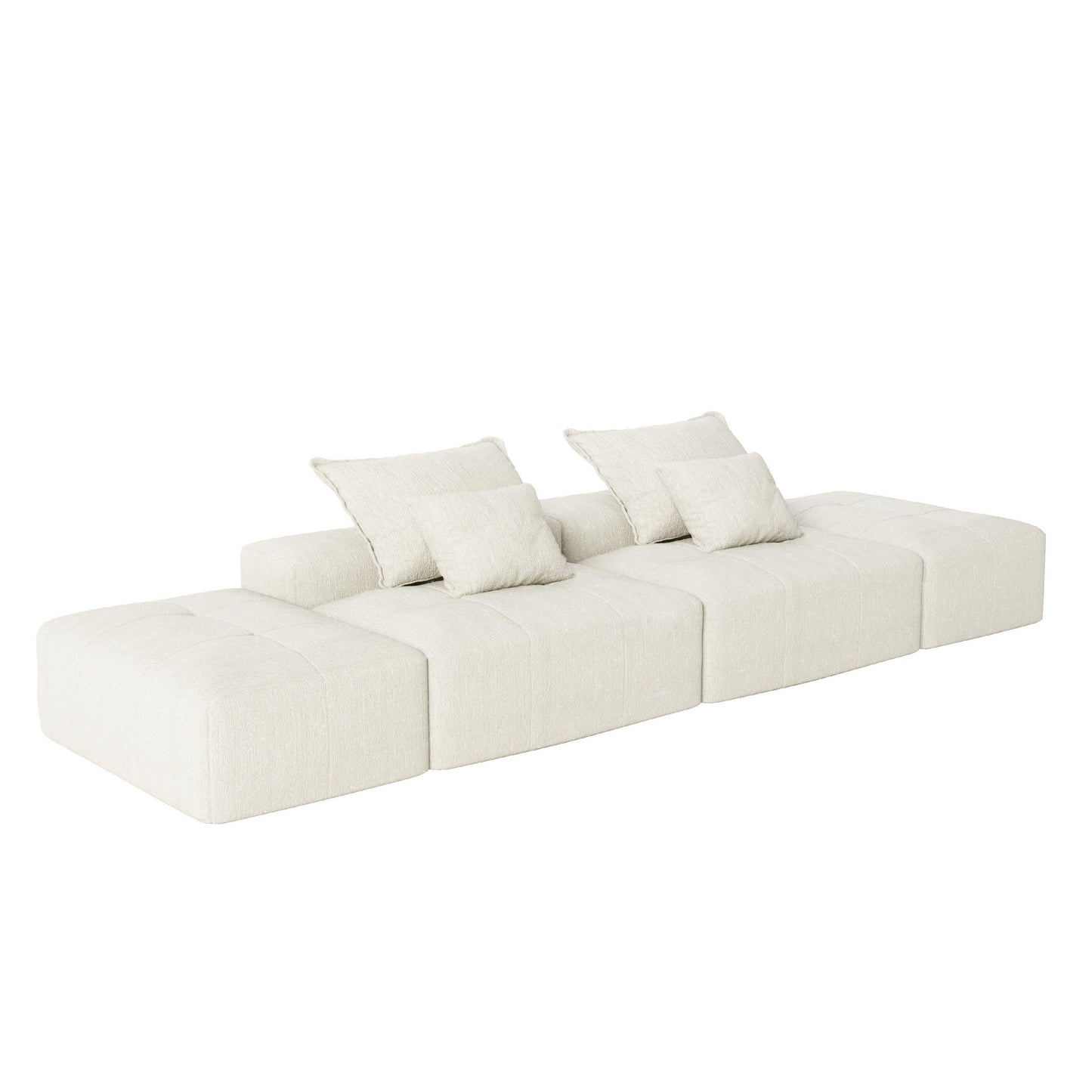 Modern Oversized Modular Chenille Sectional Sofa with 2 Ottomans and 2 Seat, 4 Pillows for Living Room