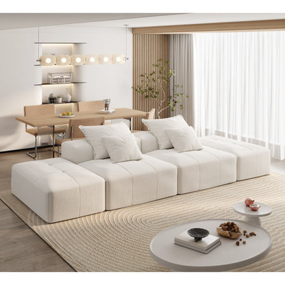 Modern Oversized Modular Chenille Sectional Sofa with 2 Ottomans and 2 Seat, 4 Pillows for Living Room