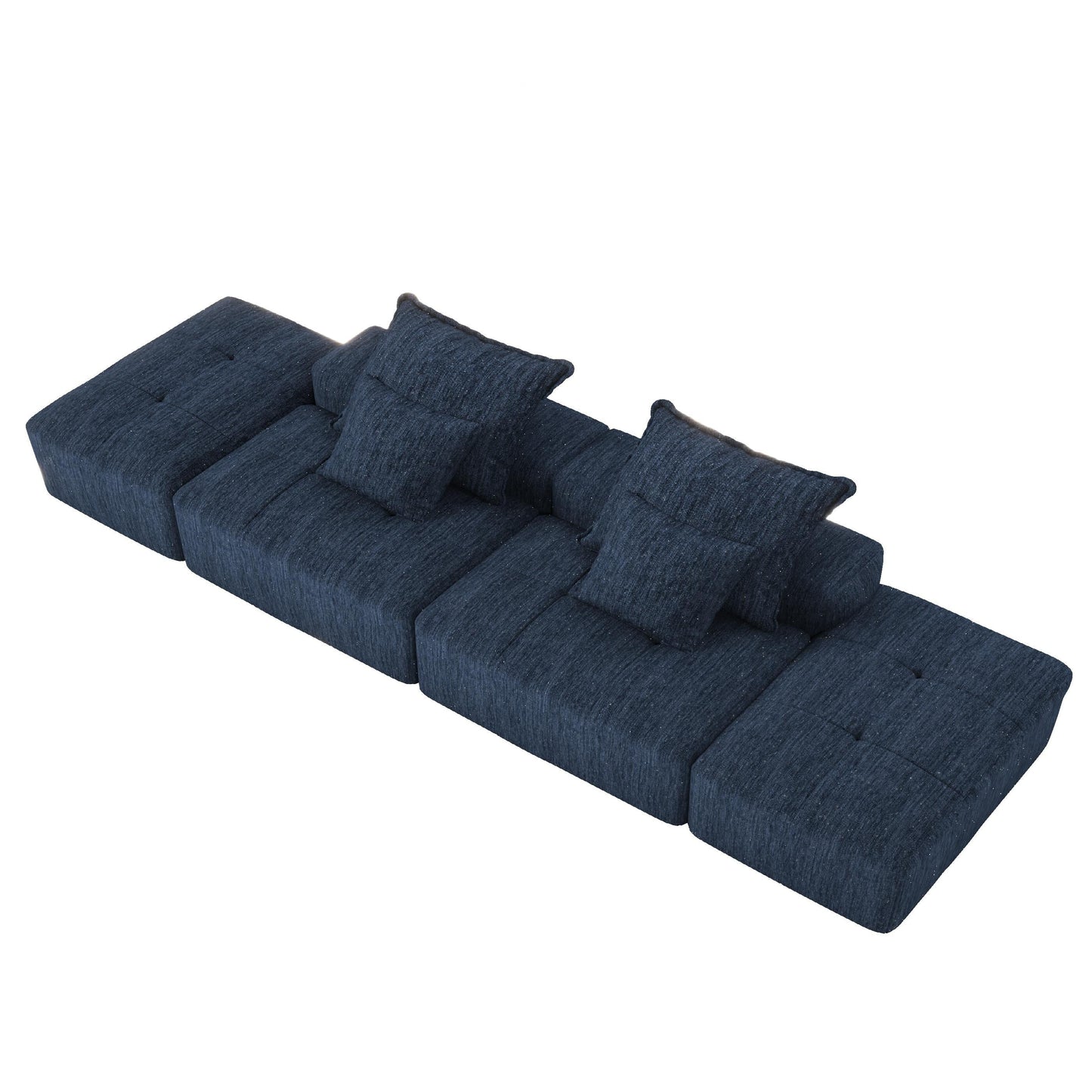 Modern Oversized Modular Chenille Sectional Sofa with 2 Ottomans and 2 Seat, 4 Pillows for Living Room